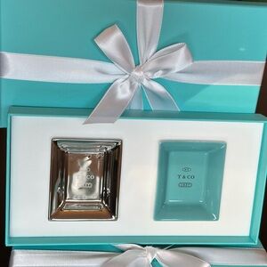 Tiffany &Co. porcelain mini trinket tray dish set of 2